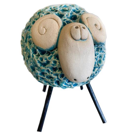 Ceramic Woolly Ram Figurine
