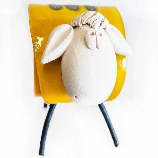 Ceramic Scroll Sheep Figurine