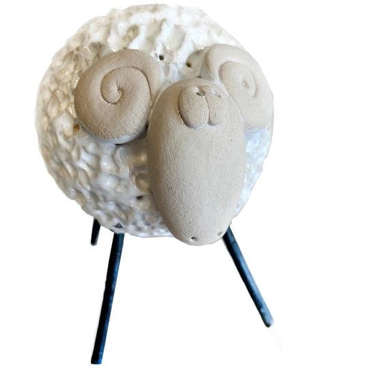 Ceramic Woolly Ram Figurine