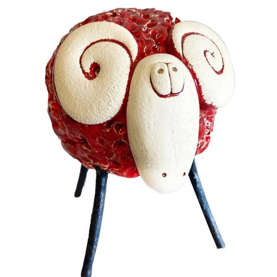 Ceramic Woolly Ram Figurine
