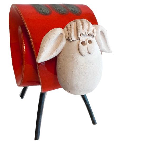 Ceramic Scroll Sheep Figurine
