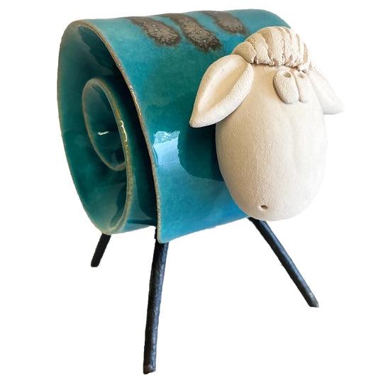 Ceramic Scroll Sheep Figurine