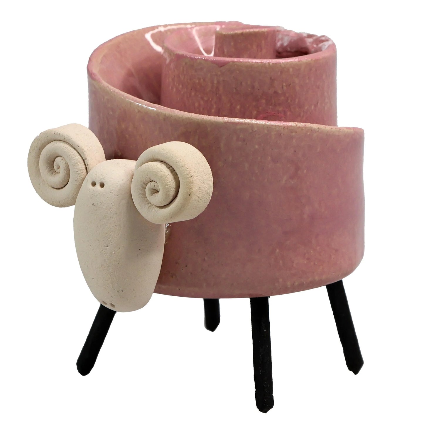 Ceramic Scroll Ram Figurine