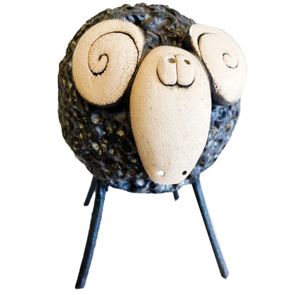 Ceramic Woolly Ram Figurine