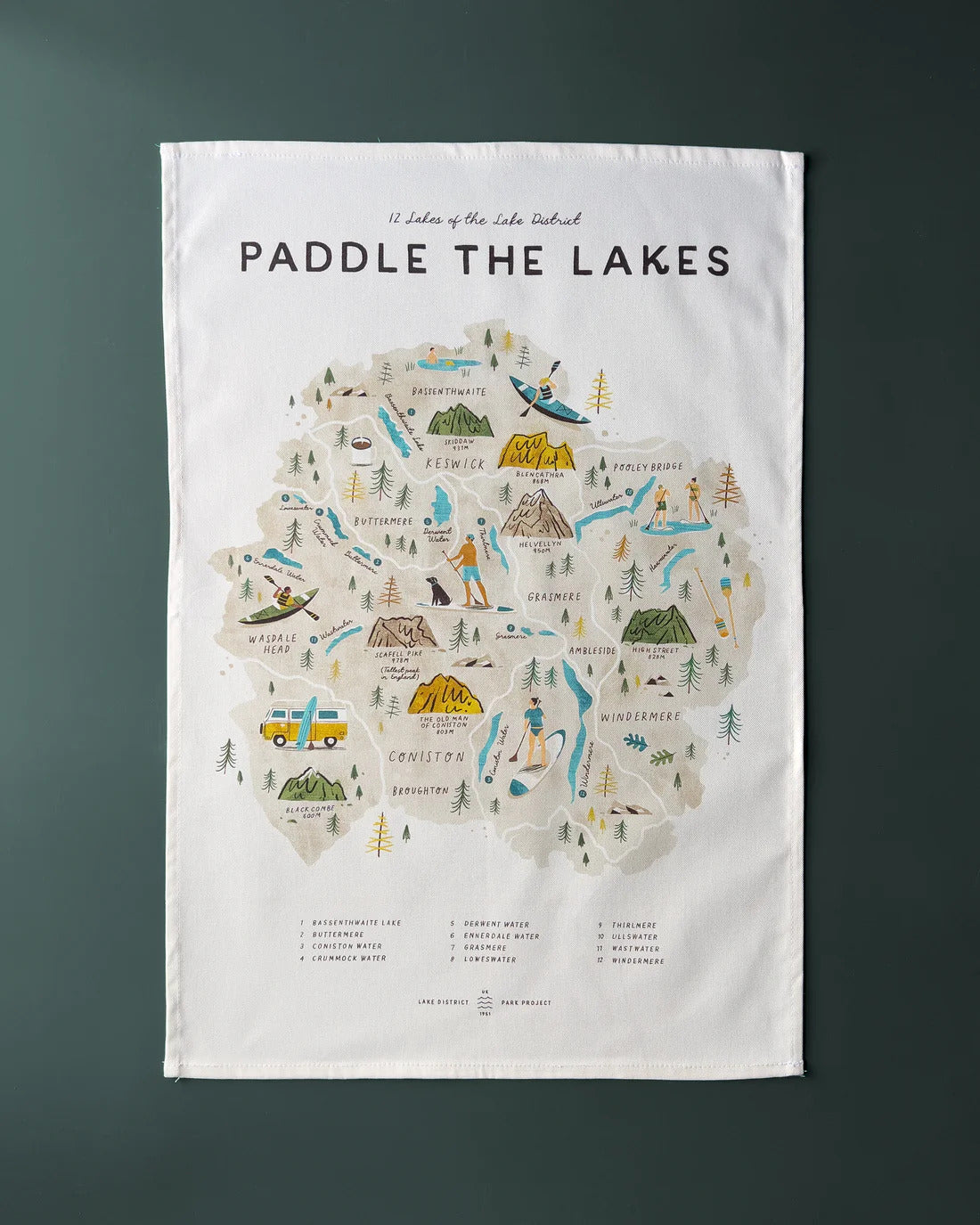 Paddle The Lakes Tea Towel