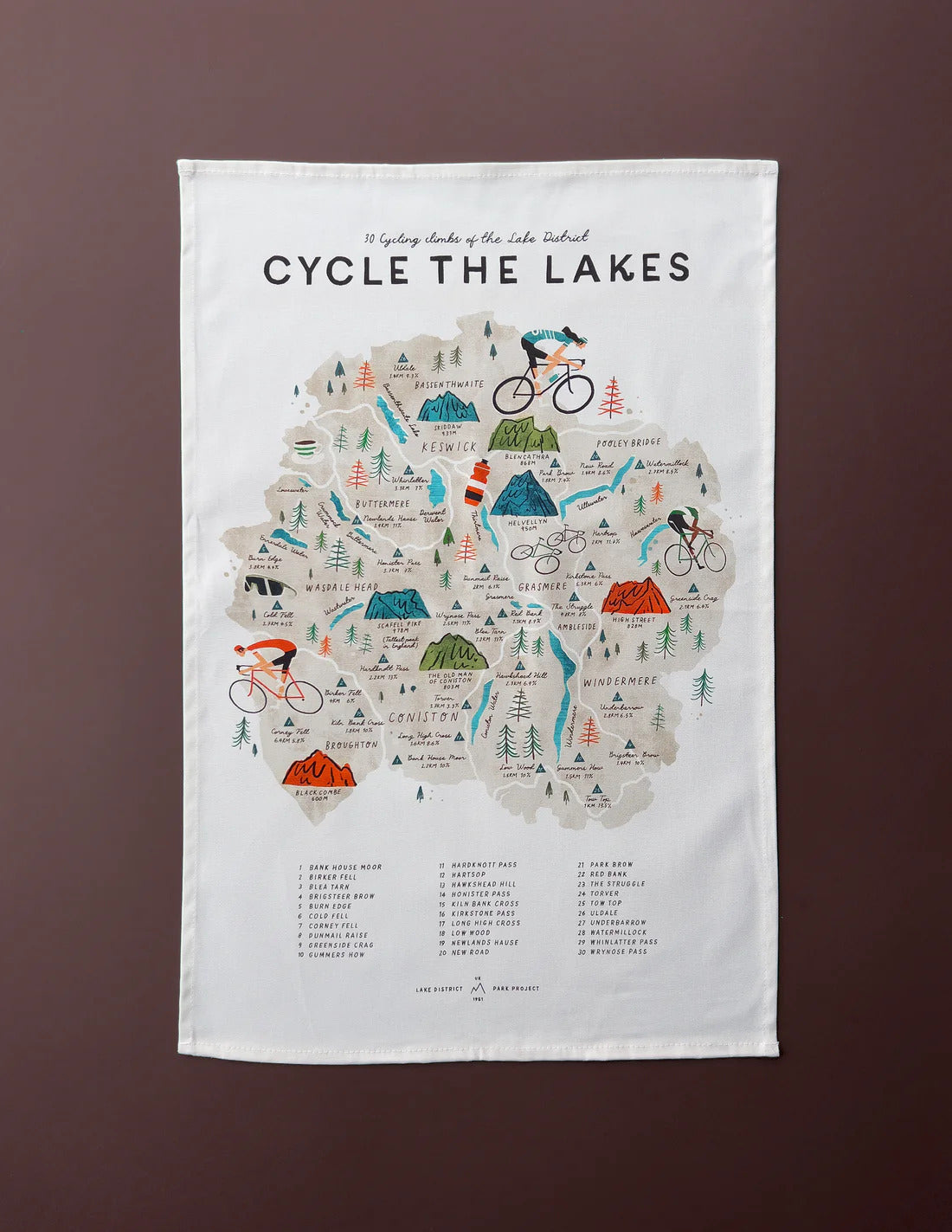 Cycle The Lakes Tea Towel