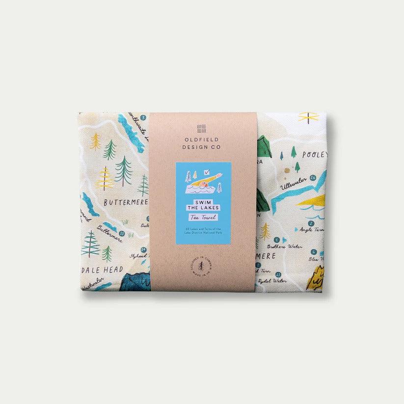 Swim The Lakes Tea Towel