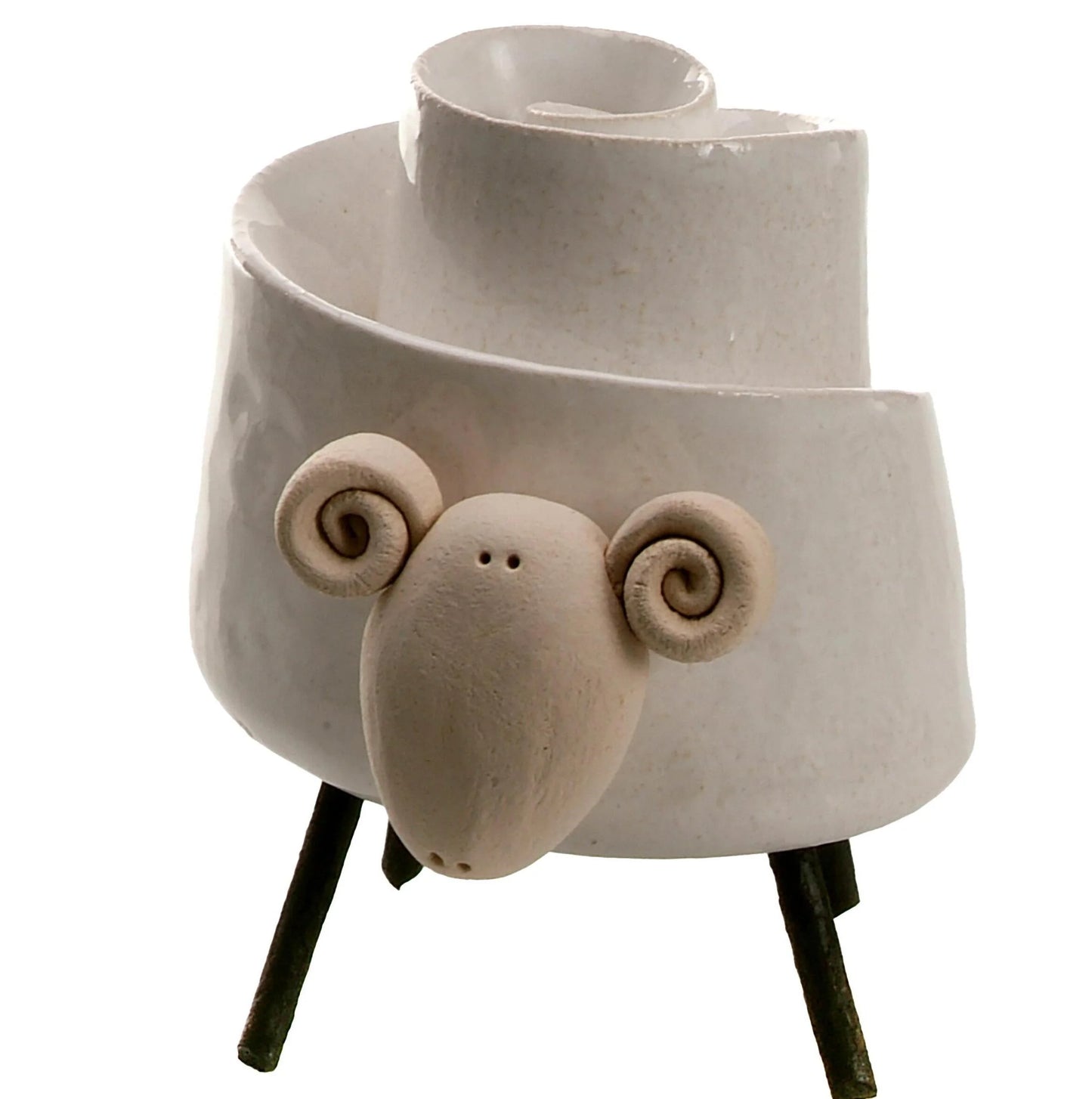 Ceramic Scroll Ram Figurine