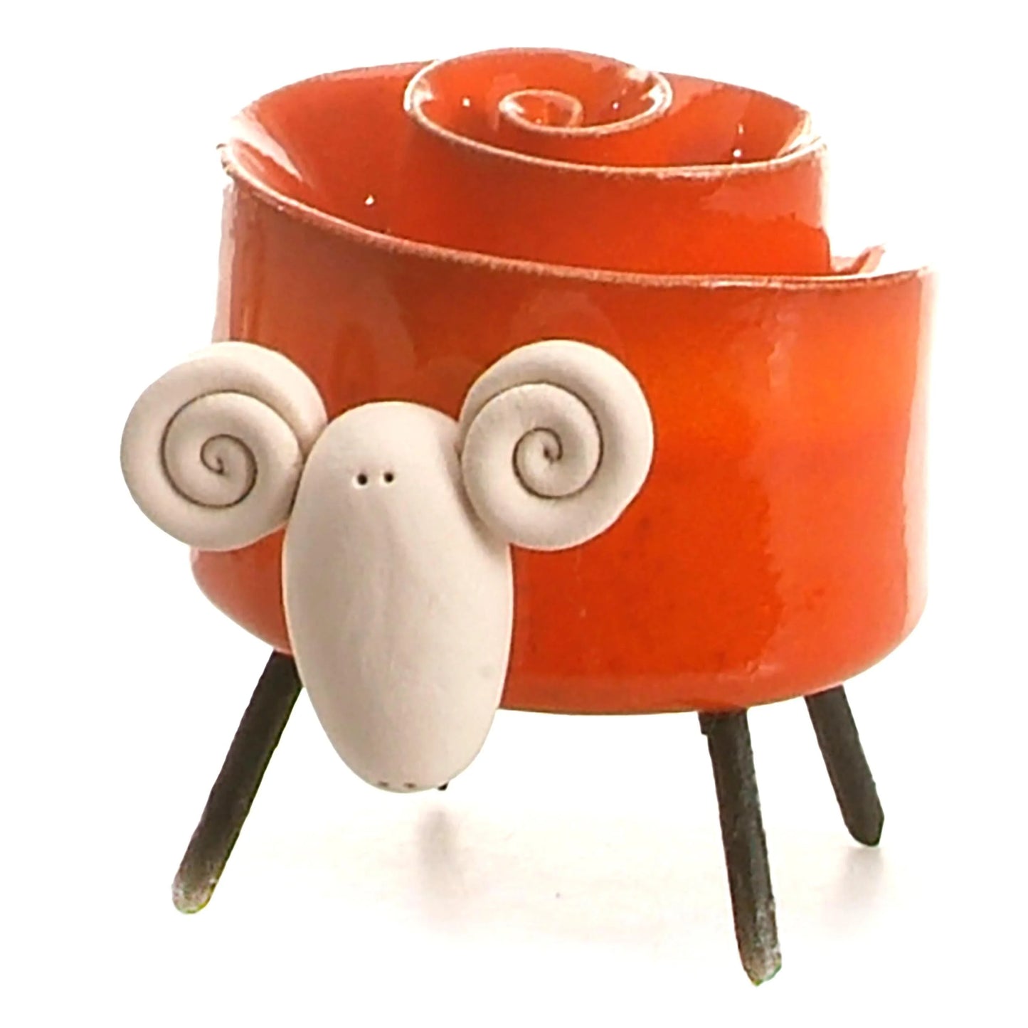 Ceramic Scroll Ram Figurine