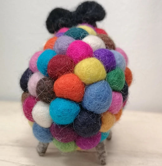 Multi-Coloured Felted Pom Pom Sheep