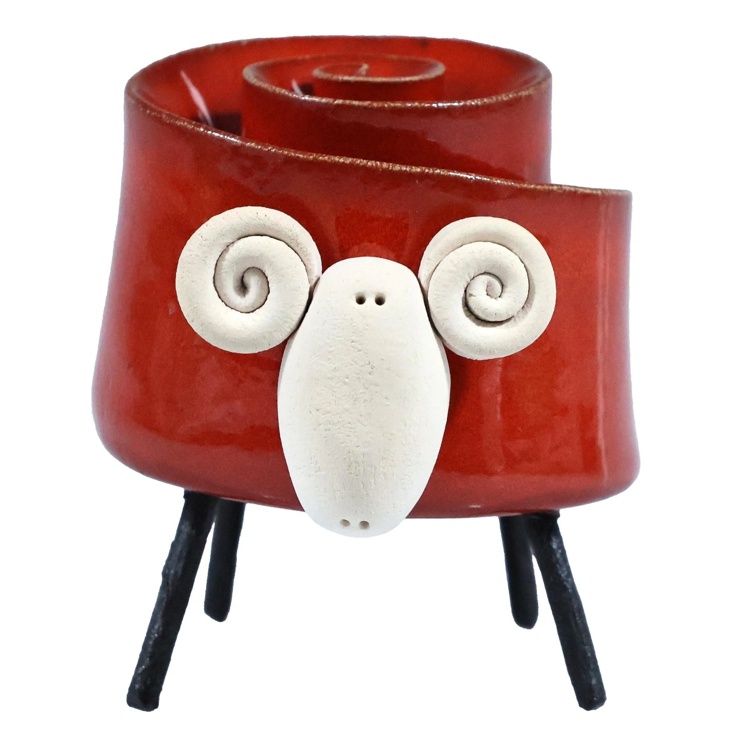 Ceramic Scroll Ram Figurine