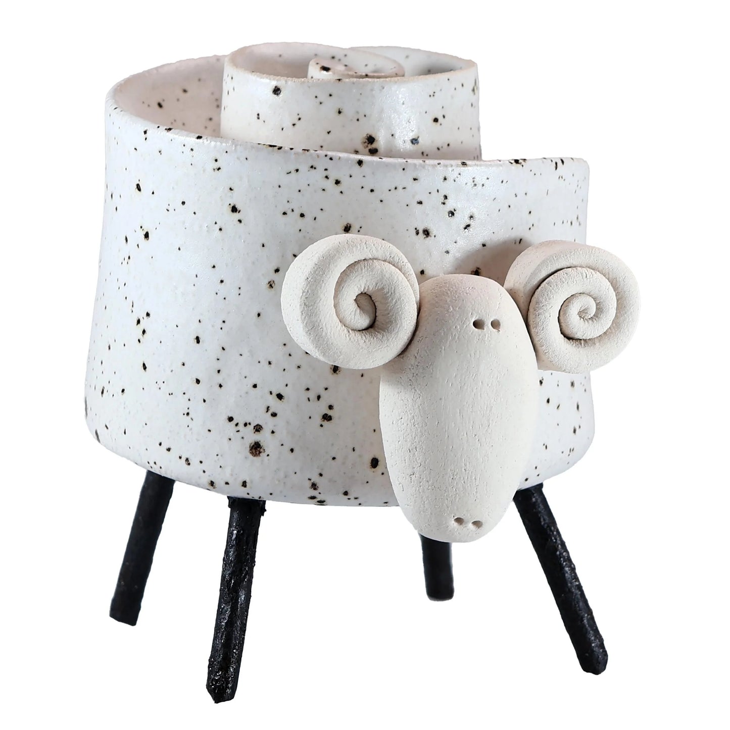 Ceramic Scroll Ram Figurine