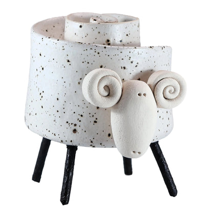 Ceramic Scroll Ram Figurine