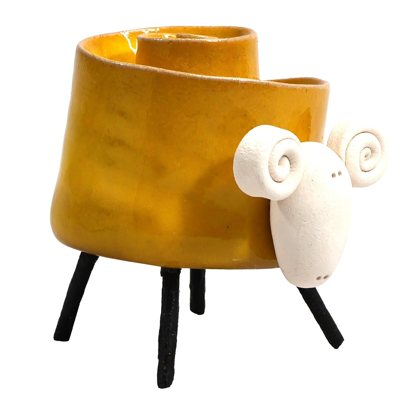 Ceramic Scroll Ram Figurine