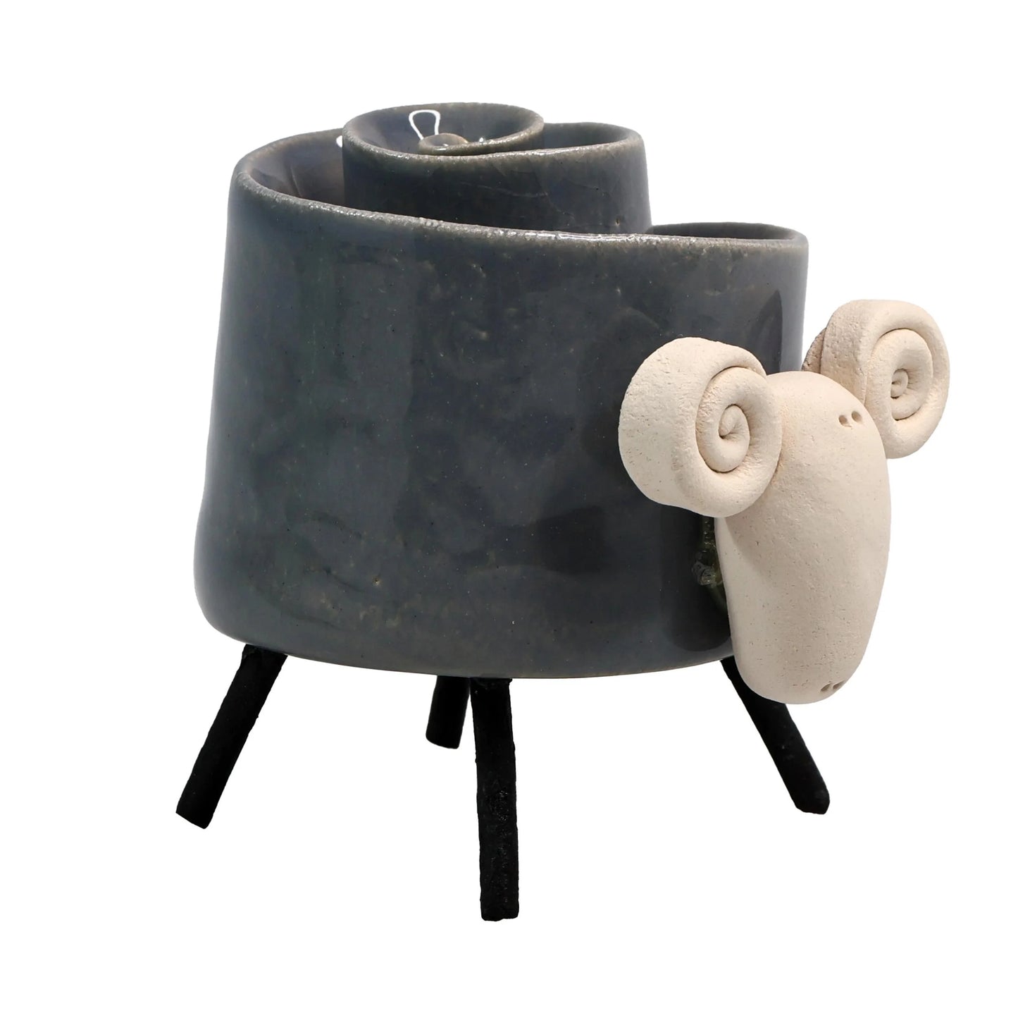Ceramic Scroll Ram Figurine