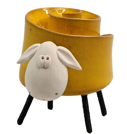 Ceramic Scroll Sheep Figurine
