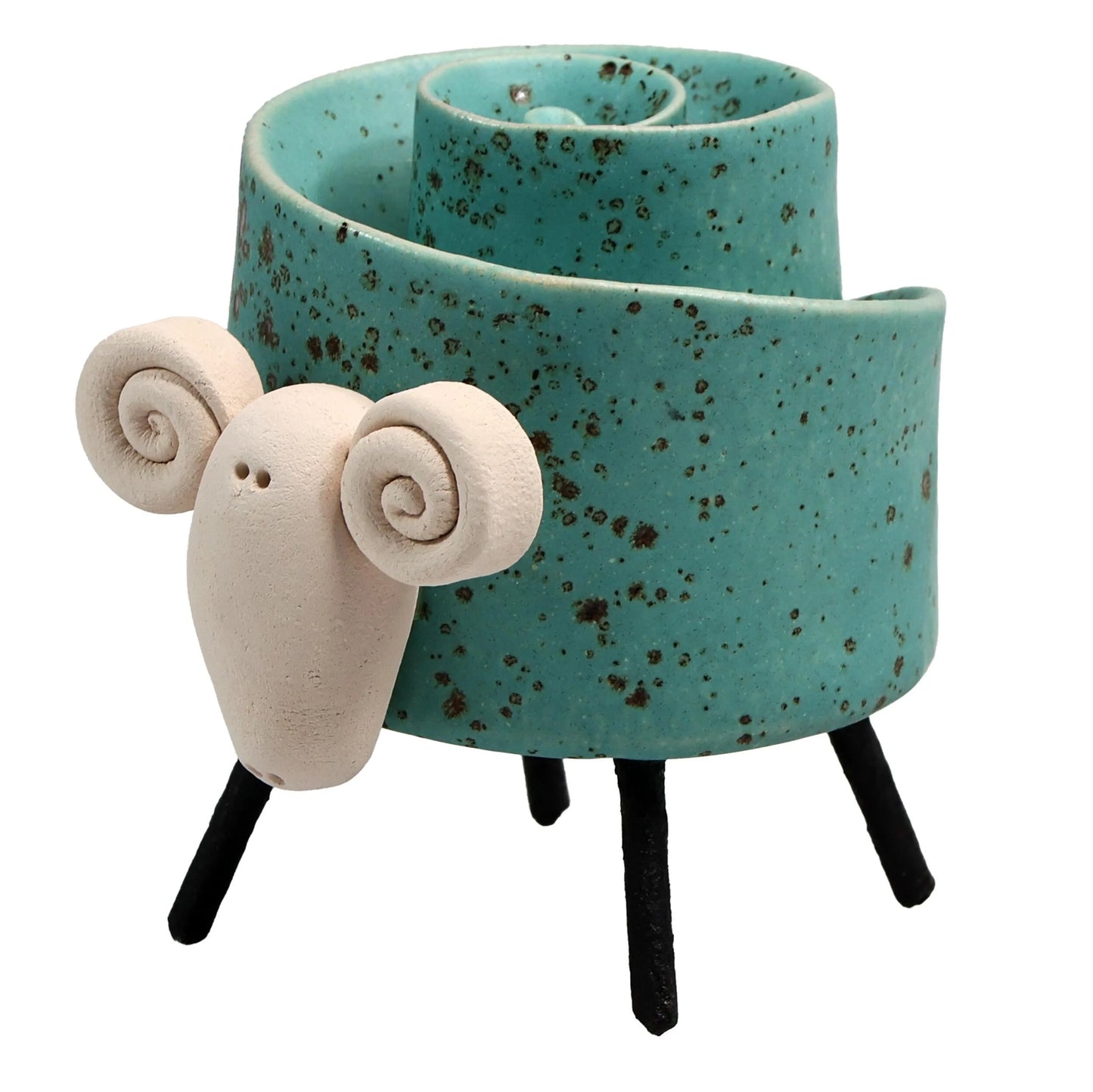 Ceramic Scroll Ram Figurine