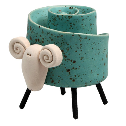 Ceramic Scroll Ram Figurine