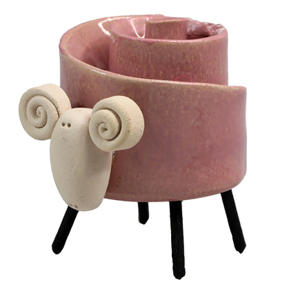 Ceramic Scroll Ram Figurine