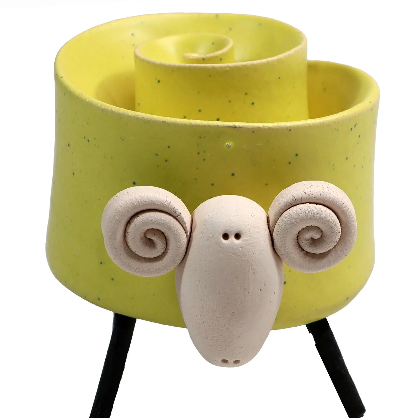 Ceramic Scroll Ram Figurine