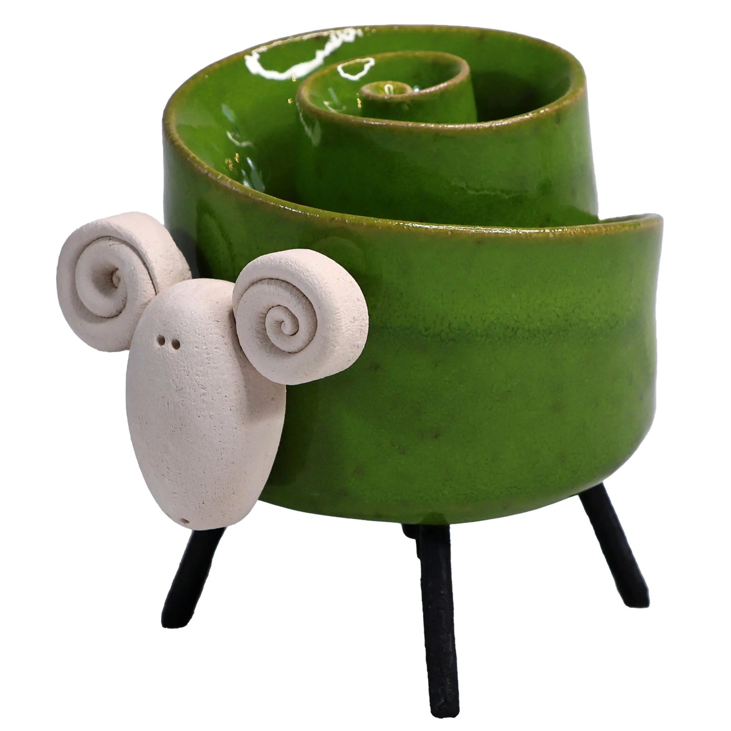 Ceramic Scroll Ram Figurine