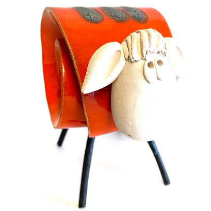 Ceramic Scroll Sheep Figurine