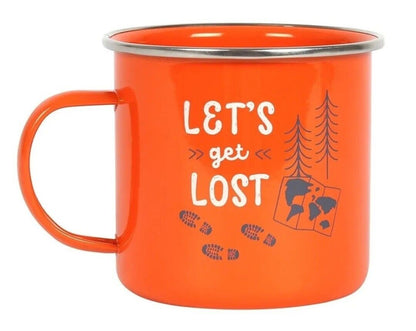 "Let's Get Lost" Orange Enamel Mug